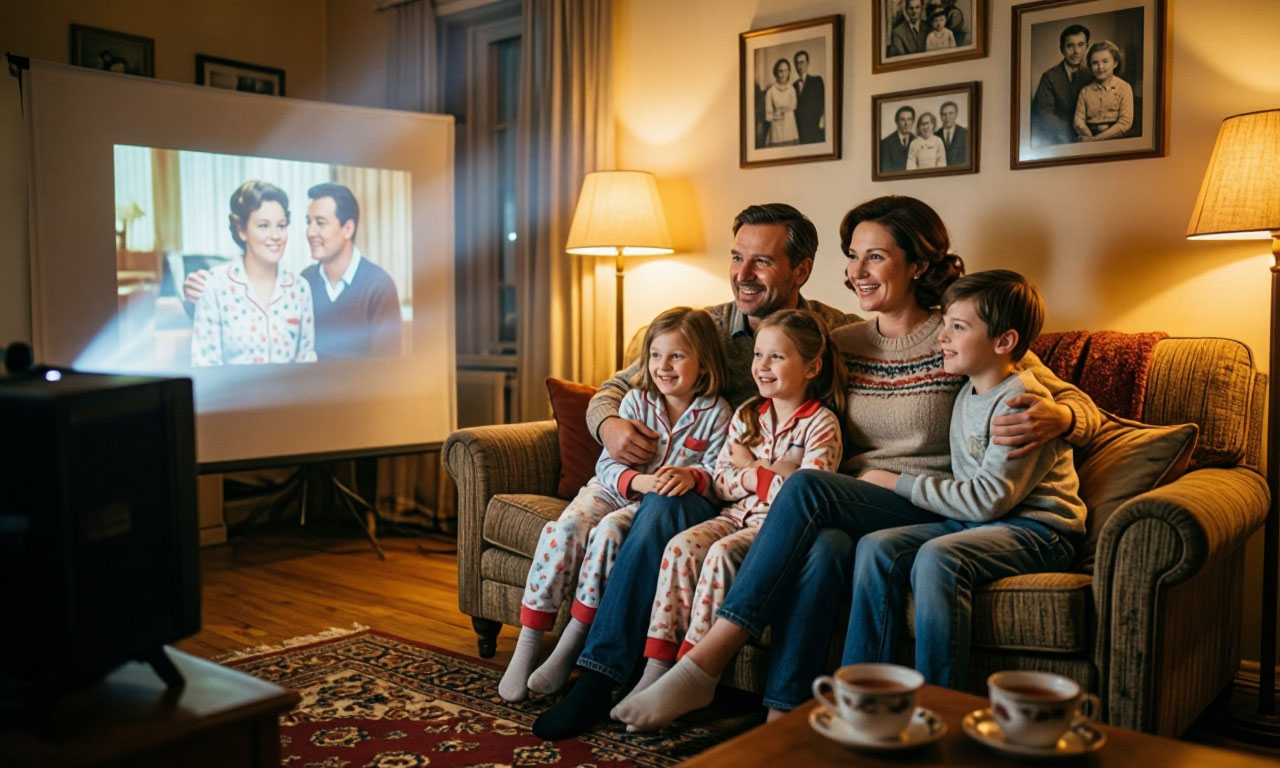 просмотр семейного фильма-подарка